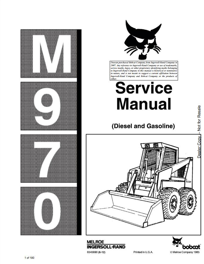 Bobcat M970 Loader Service Manual PDF – Repair & Maintenance Guide
