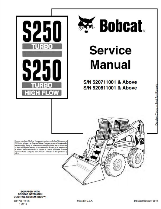 Bobcat S250 Turbo Loader Service Manual PDF – Repair & Maintenance Guide