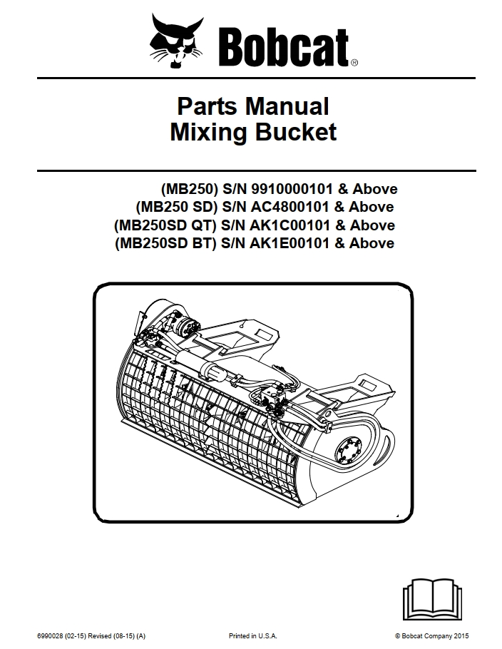 Bobcat Mixing Bucket Parts Manual PDF