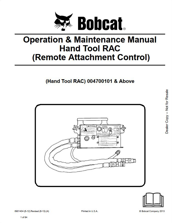Bobcat Spare Parts Operation & Maintenance Manual PDF