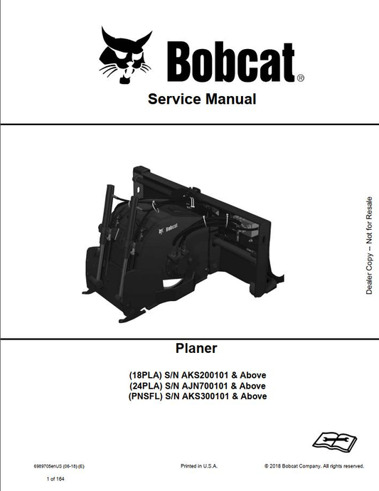 Bobcat Planer 18PLA, 24PLA & PNSFL Service Manual PDF