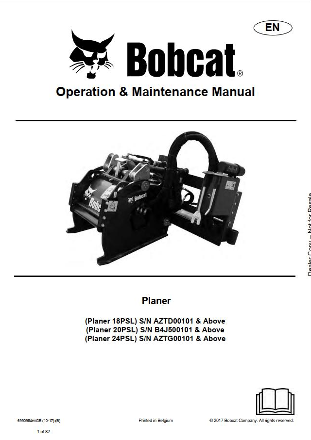 Bobcat Planer Operation & Maintenance Manual PDF