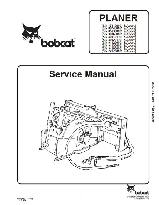 Bobcat Planer Service Manual PDF