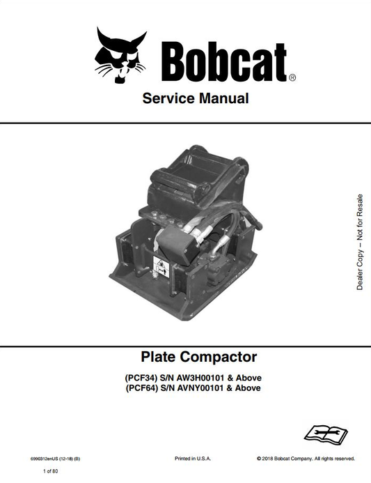 Bobcat Plate Compactor PCF34 & PCF64 Service Manual PDF