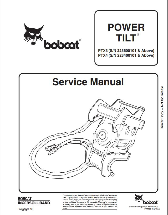 Bobcat Power Tilt PTX Service Manual PDF