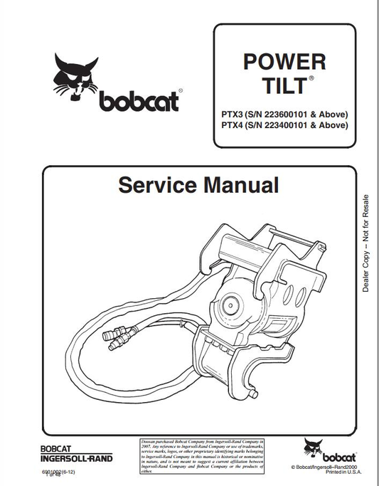 Bobcat Power Tilt PTX Service Manual PDF