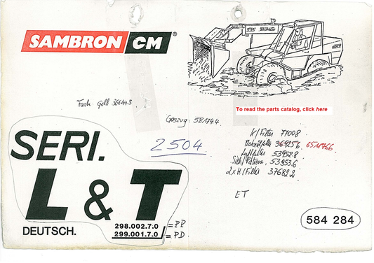 Bobcat Sambron Telehandler Series L & T Spare Parts Catalog PDF