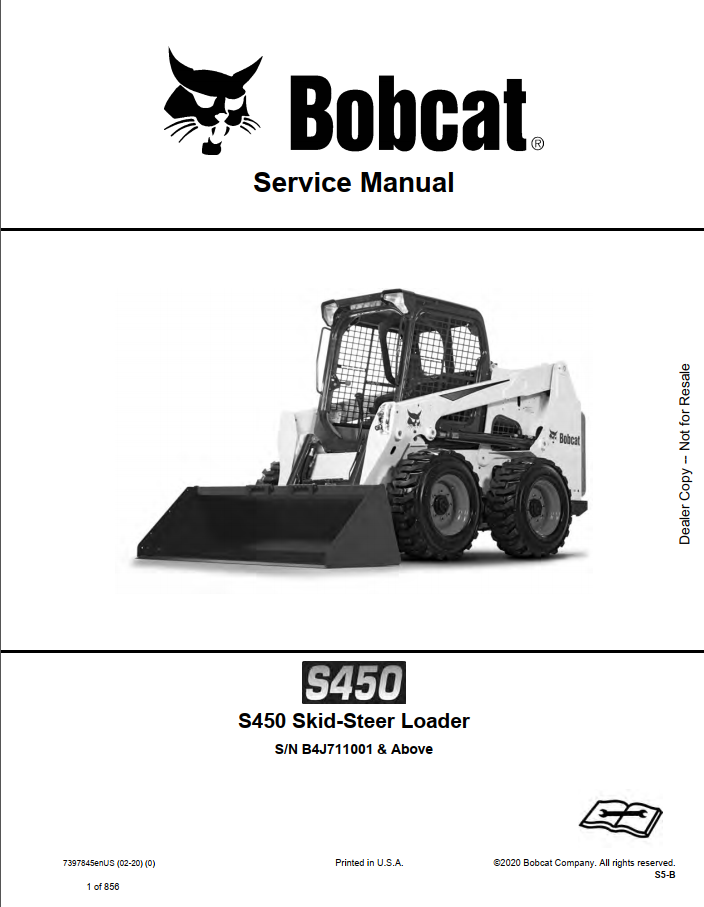 Bobcat S450 Skid-Steer Loader Service Manual PDF