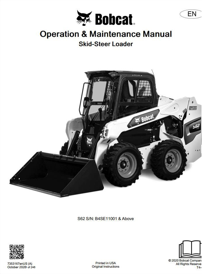 Bobcat Skid-Steer Loader S62 Operation & Maintenance Manual PDF