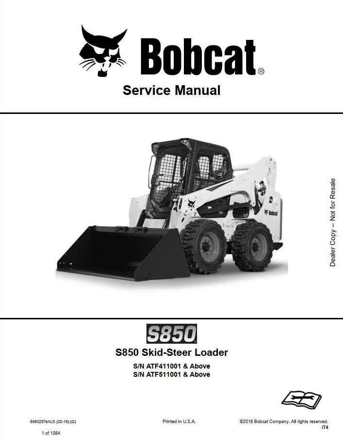 Bobcat S850 Skid-Steer Loader Service Manual PDF