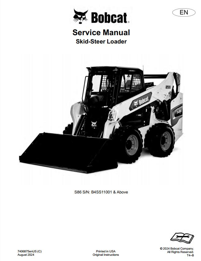 Bobcat Skid-Steer Loader S86 Service Manual PDF