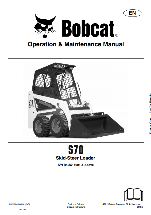 Bobcat S70 Skid-Steer Loader Operation & Maintenance Manual PDF