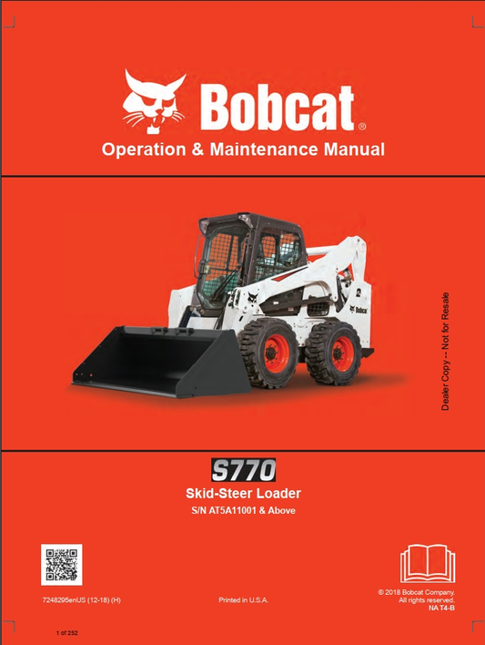 Bobcat S770 Skid-Steer Loader Operation & Maintenance Manual PDF