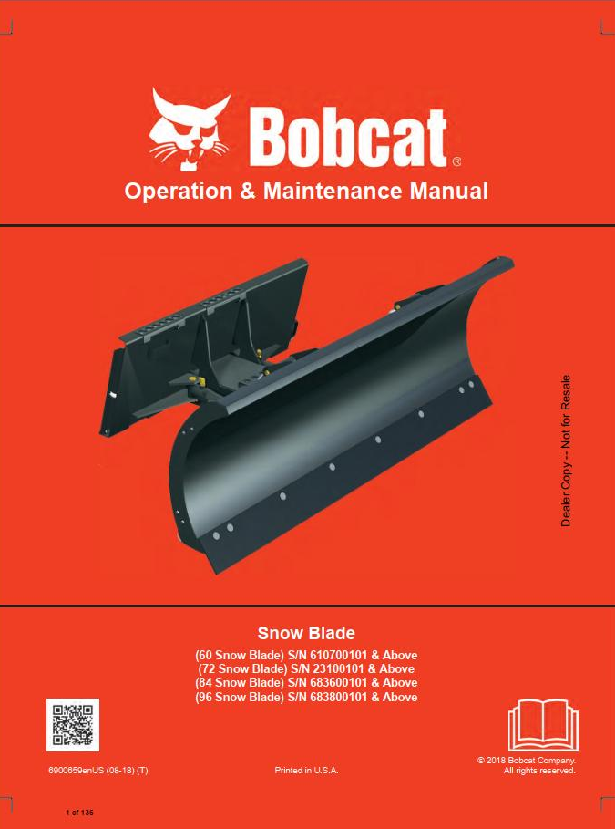 Bobcat Snow Blade Operation & Maintenance Manual PDF | Download Guide