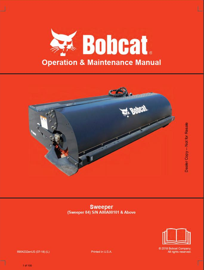 Bobcat Sweeper 60 & 72 Operation, Maintenance & Service Manual PDF