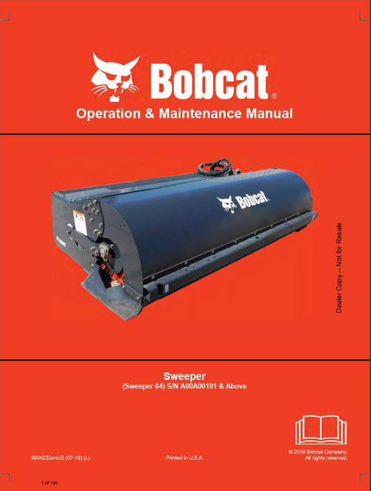 Bobcat Sweeper 60 & 72 Operation, Maintenance & Service Manual PDF