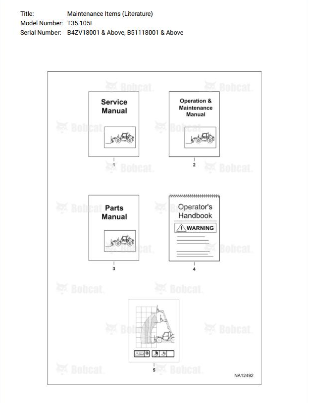 Bobcat Telehandler T35.105L Parts Manual PDF