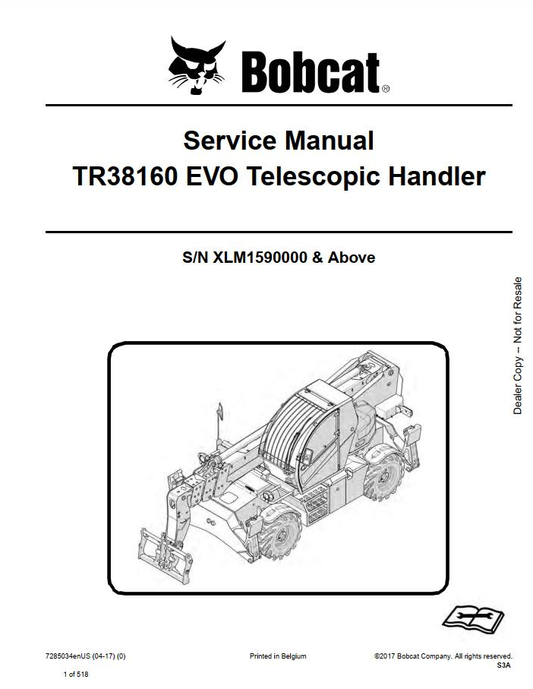 Bobcat TR38160 EVO Telescopic Handler Service Manual PDF | Download