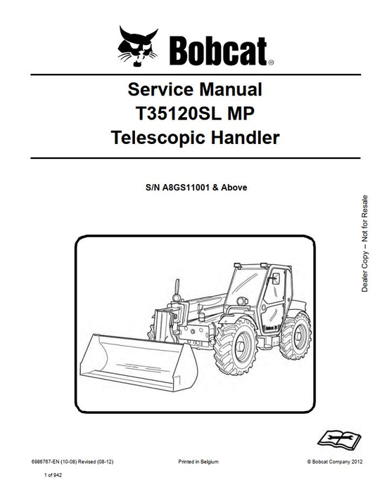 Bobcat T35120SL MP Telescopic Handler Service Manual PDF