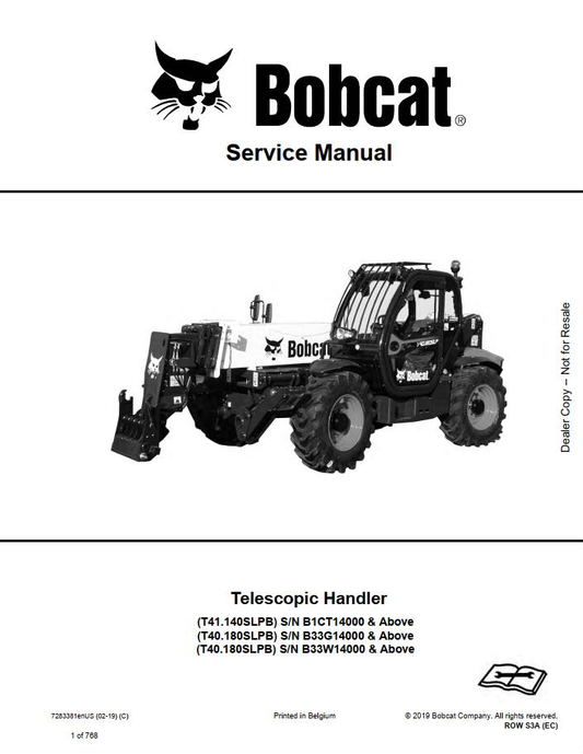 Bobcat T35130S & T35140S Telescopic Handler Service Manual PDF
