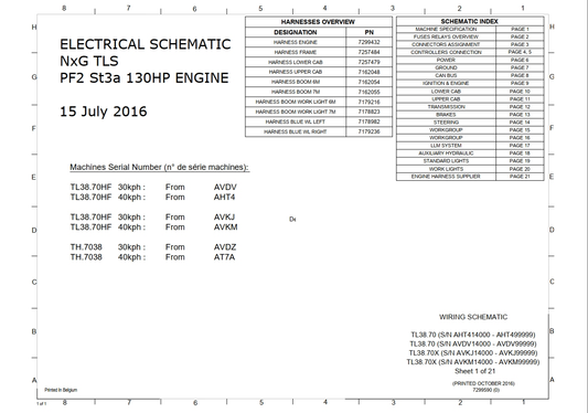 Bobcat TL3870 Telescopic Handler Hydraulic & Electrical Schematic Manual PDF