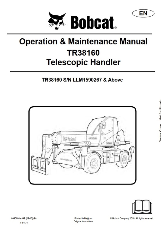 Bobcat TR38160 EVO Telescopic Handler Operation & Maintenance Manual PDF