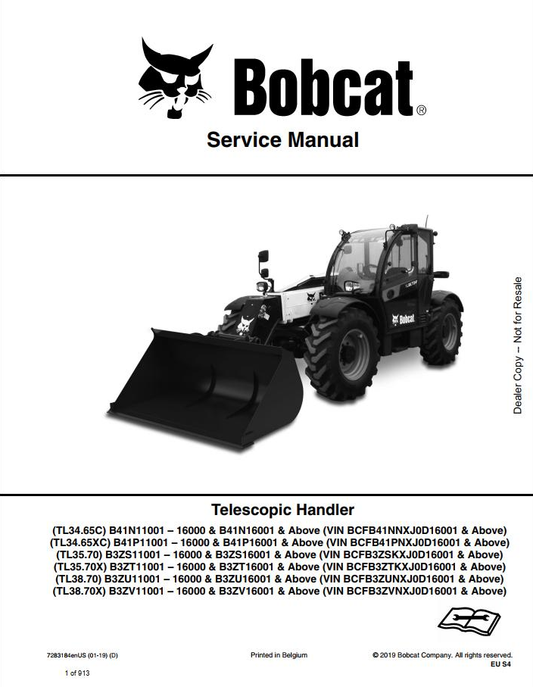 Bobcat TL3465, TL357Bobcat TL3465, TL3570 & TL3870 Telescopic Handler Service Manual PDF0 & TL3870 Telescopic Handler Service Manual PDF