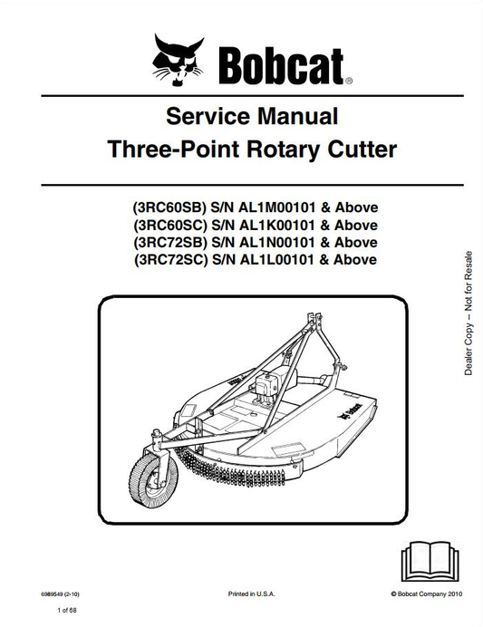 Bobcat Three-Point Rotary Cutter Service Manual PDF