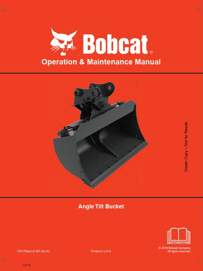 Bobcat Tilt Bucket Operation & Maintenance Manual PDF