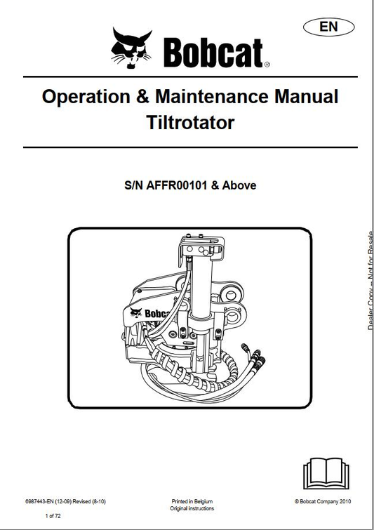 Bobcat Tilt Operation, Maintenance & Service Manual PDF