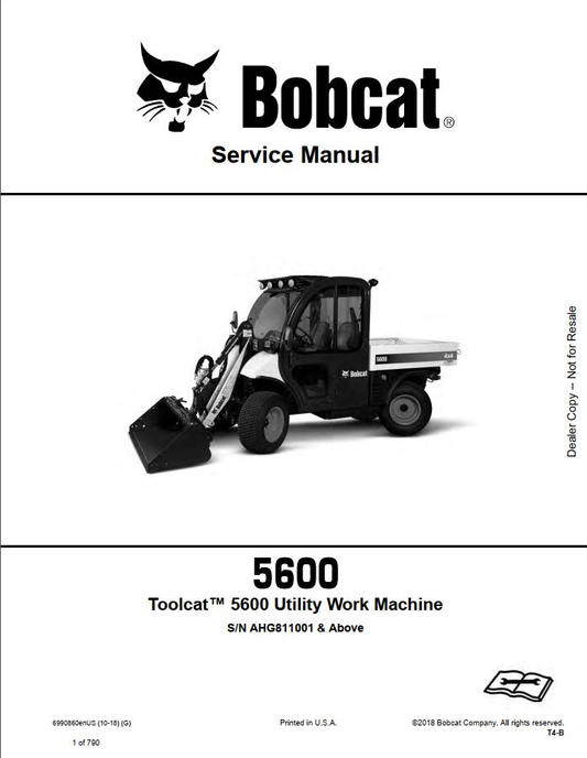 Bobcat Toolcat 5600 Utility Work Machine Service Manual PDF