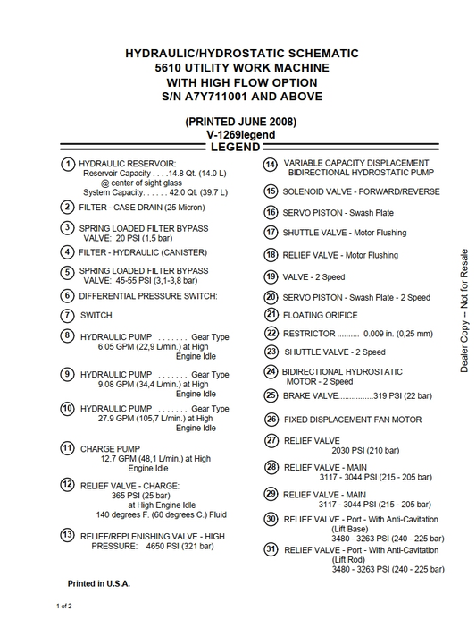 Bobcat Toolcat 5610 Hydraulic & Electrical Schematic Manual PDF