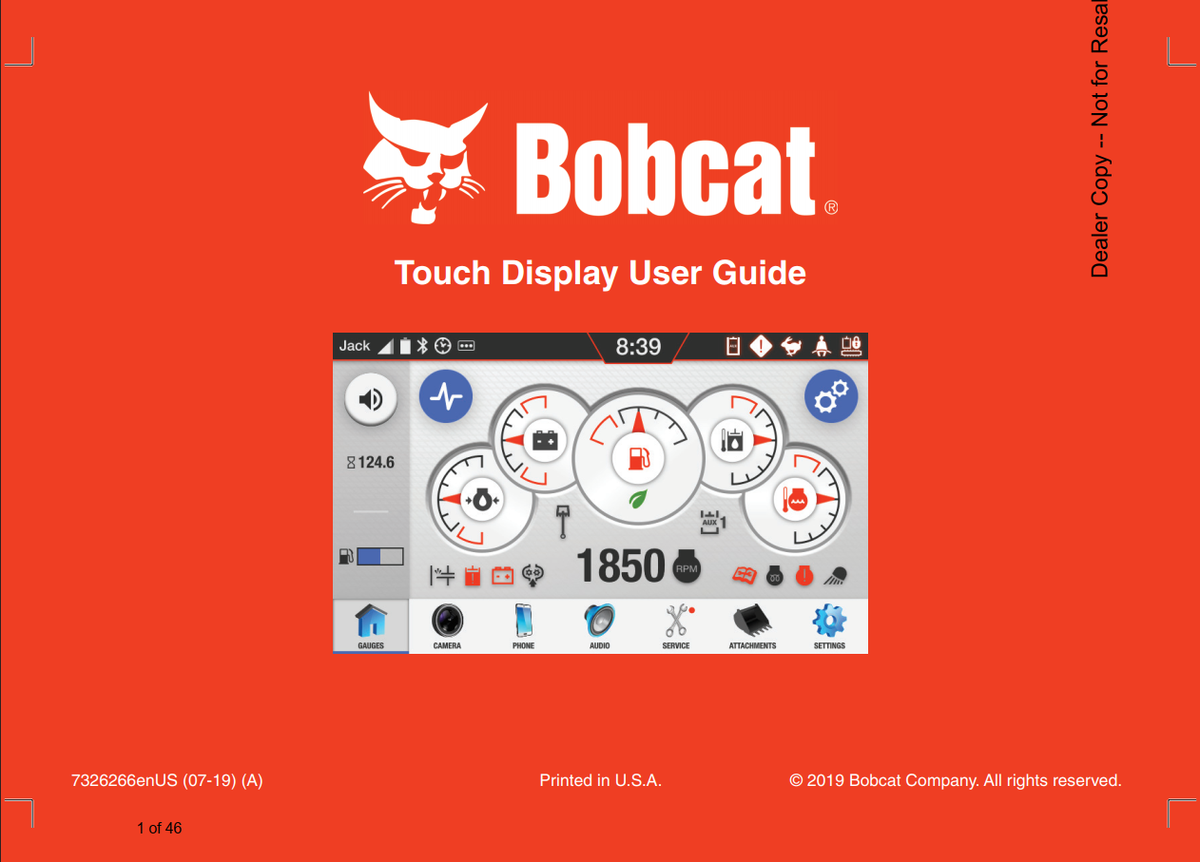 Bobcat Touch Display User Guide & Operator Manual PDF