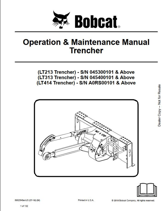 Bobcat Trencher & Trench Compactor Operation & Maintenance Manual PDF
