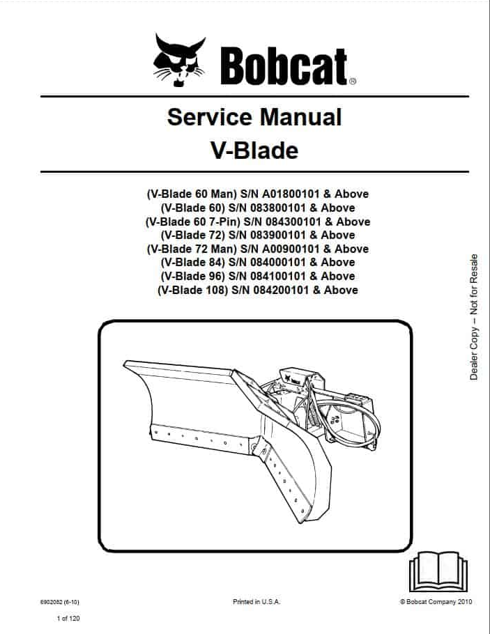 Bobcat V-Blade 60-108 Service Manual PDF