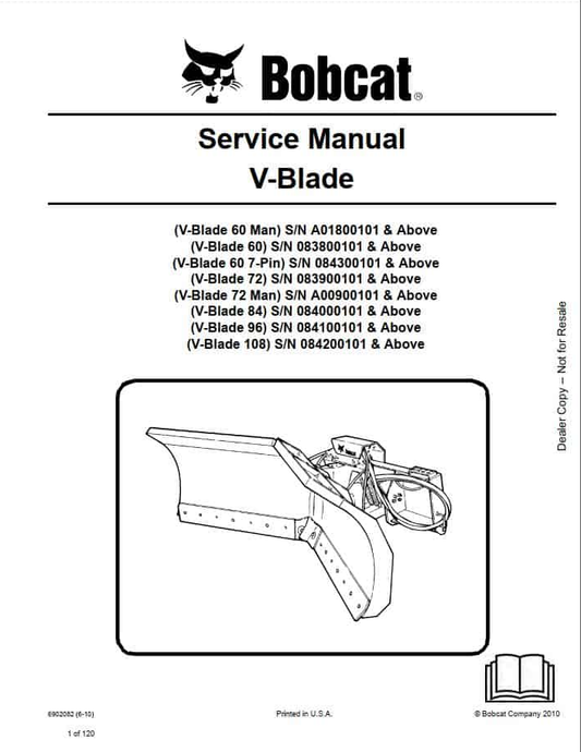 Bobcat V-Blade 60-108 Service Manual PDF