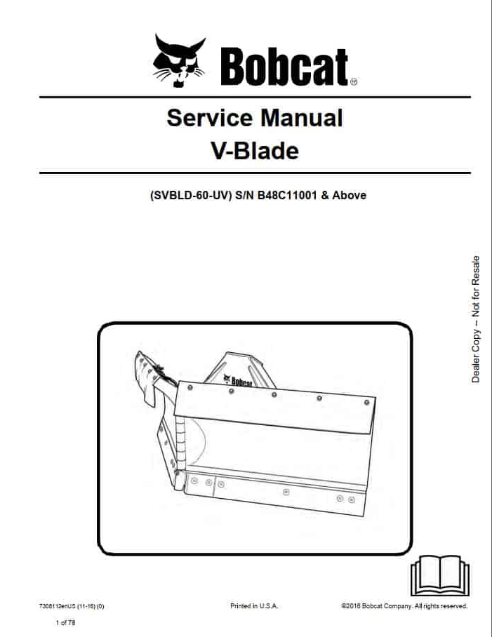 Bobcat V-Blade SVBLD-60-UV Service Manual PDF