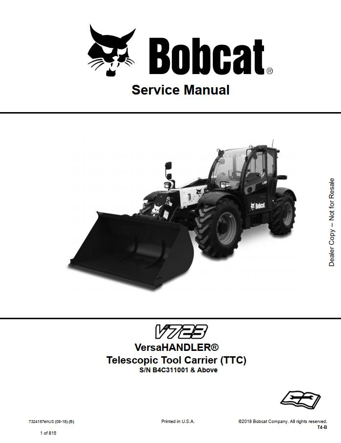 Bobcat VersaHANDLER TTC V723 Service Manual PDF