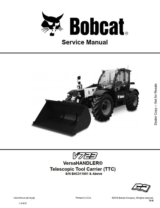 Bobcat VersaHANDLER TTC V723 Service Manual PDF