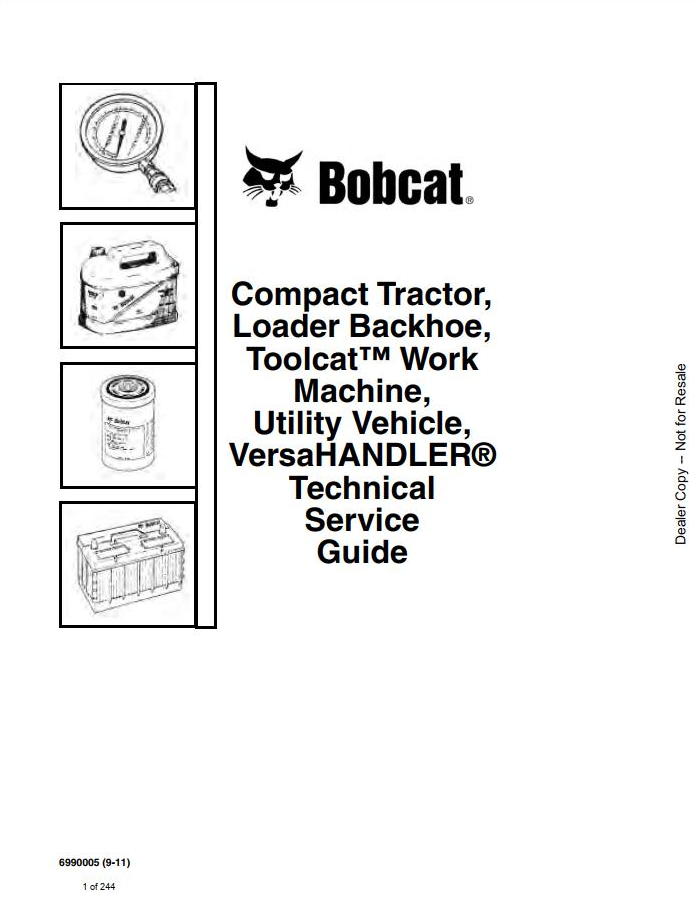Bobcat VersaHANDLER Technical Service Guide Manual PDF