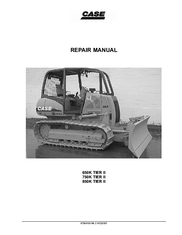 Case 650K, 750K, 850K Tier 2 Crawler Dozer Service Repair Manual (87364103NA)