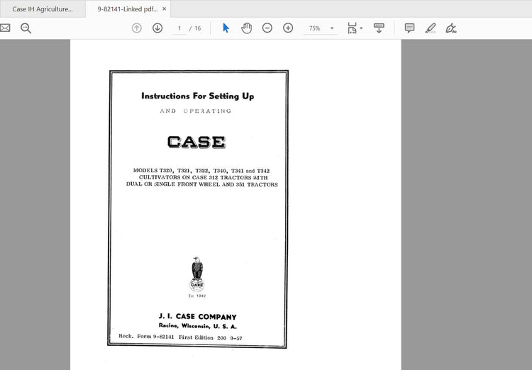 Case IH Tractor Cultivators on 312 & 351 Tractors Operator’s Manual (PDF)