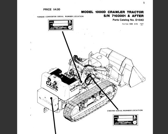 CASE 1000D CRAWLER TRACTOR PARTS CATALOG MANUAL - PFD FILE