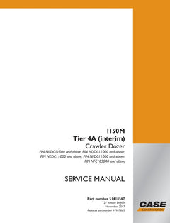 CASE 1150M TIER 4A (INTERIM) CRAWLER DOZER SERVICE MANUAL 51418567 - PDF FILE