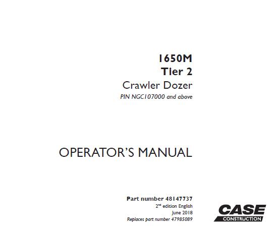 CASE 1650M TIER 2 CRAWLER DOZER OPERATOR’S MANUAL - PFD FILE
