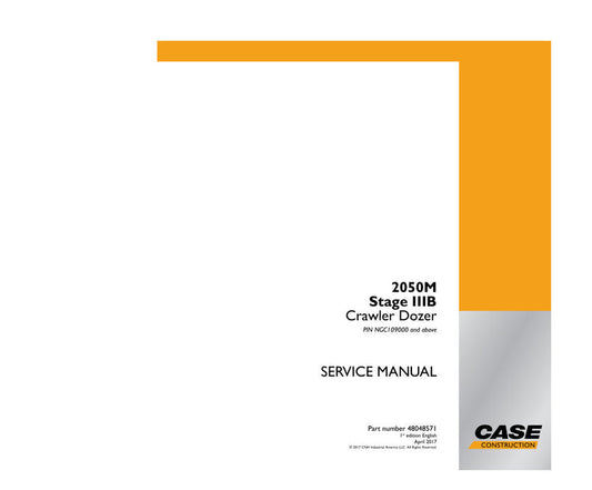 CASE 2050M Stage IIIB Crawler Dozer Service Manual (NGC109000 & Up) – 48048571