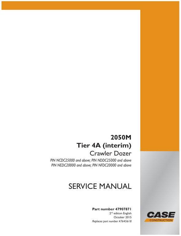 CASE 2050M TIER 4A (INTERIM) SERVICE MANUAL 47907871 - PDF FILE