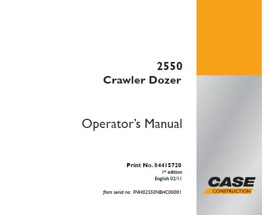 CASE 2550 CRAWLER DOZER OPERATOR’S MANUAL- PFD FILE