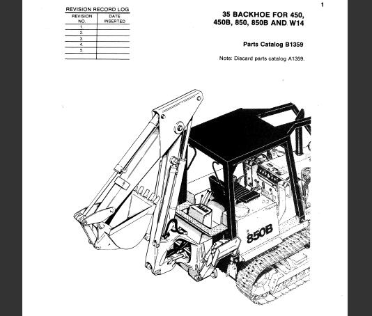 CASE 35 BACKHOE FOR 450, 450B, 850, 850B, W14 PARTS CATALOG MANUAL - PFD FILE