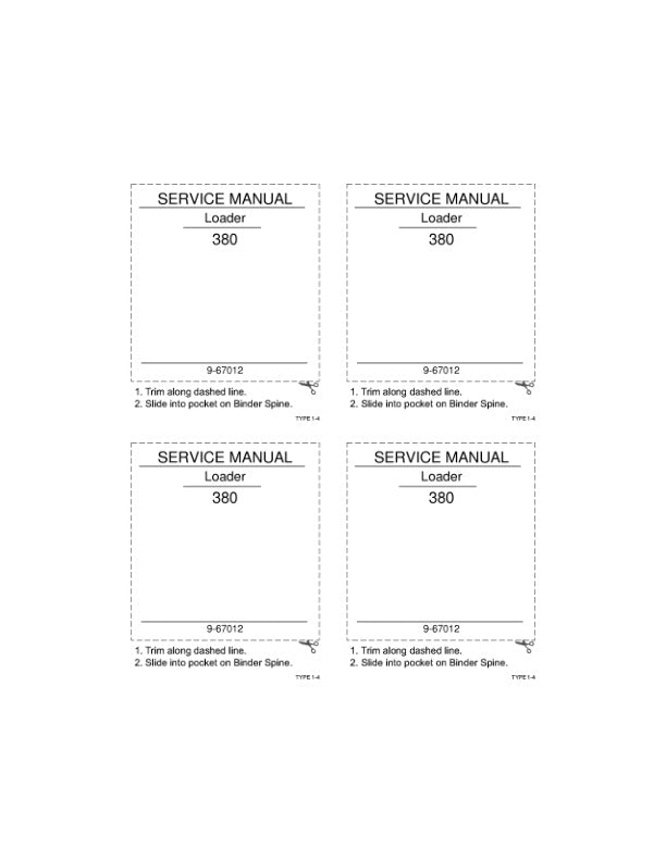 CASE 380 LOADER SERVICE MANUAL 9-67012 - PDF FILE